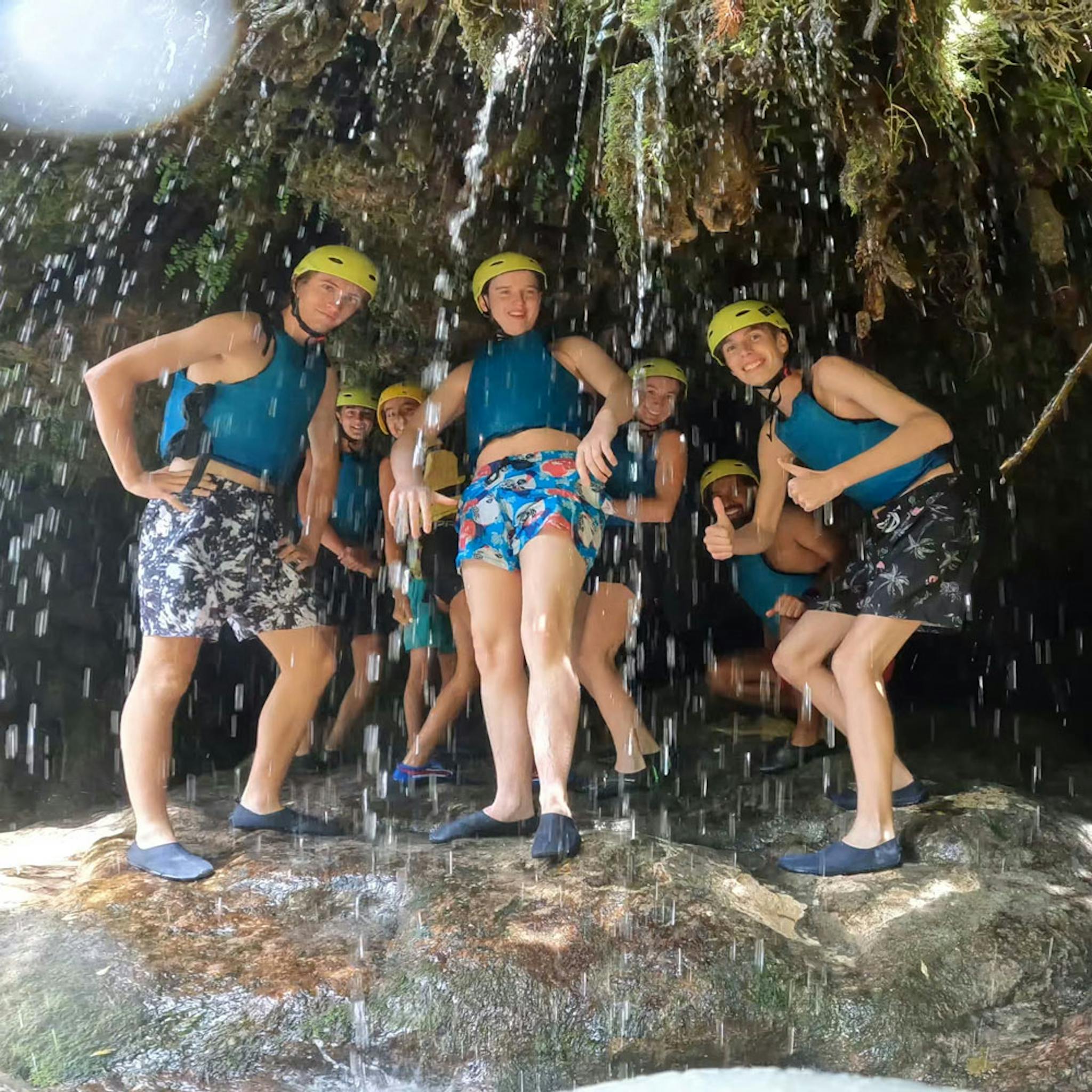 friends posing for picture on cetina river rafting trip