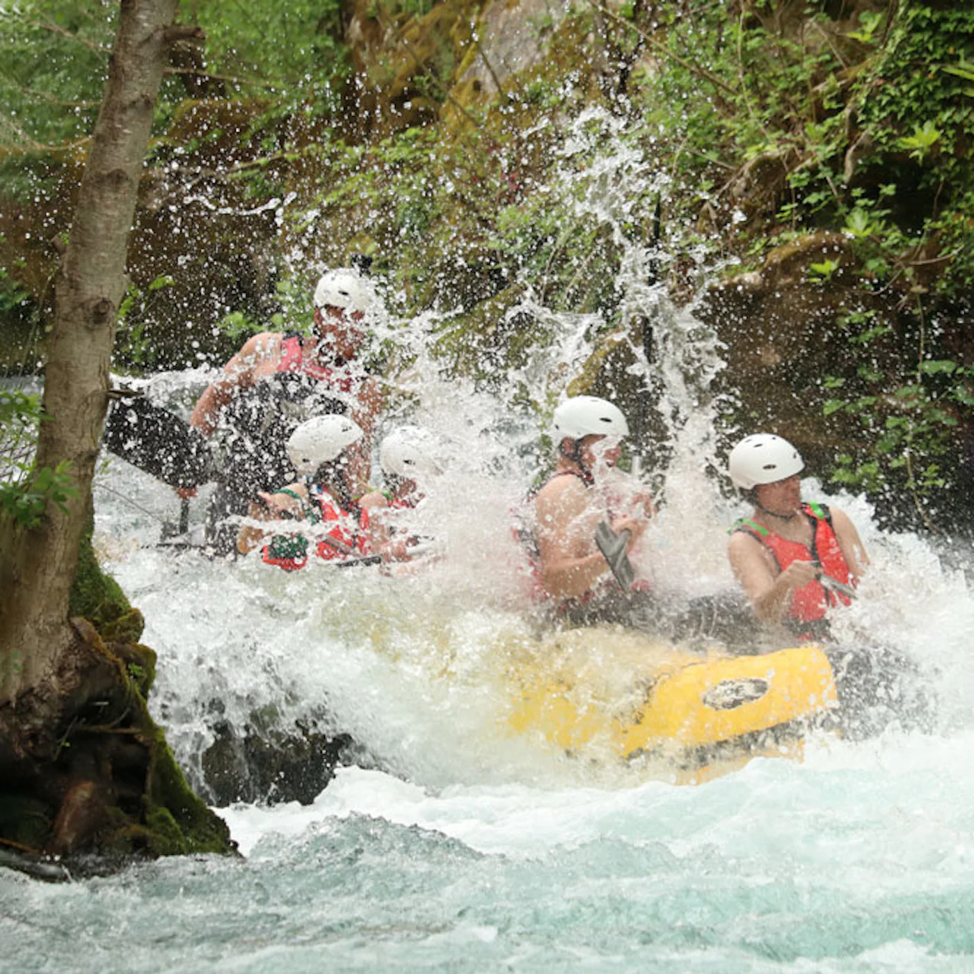 boat in a rapid on river cetina rafting trip