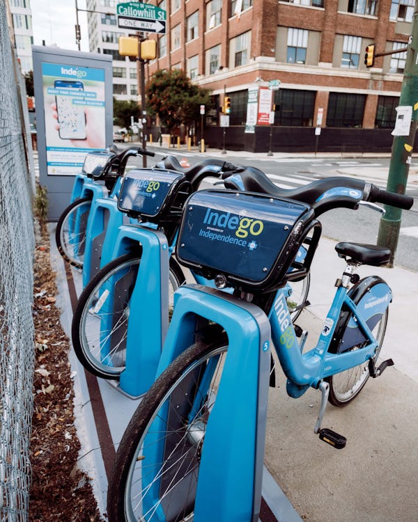 Photo of blue Indego bike rack