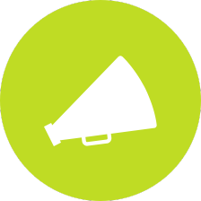 chartreuse circle with a megaphone