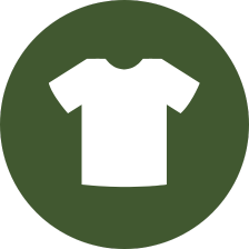 dark green circle with a white t-shirt