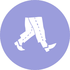 Periwinkle circle with walking legs