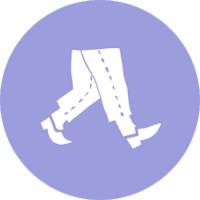 Periwinkle circle with walking legs