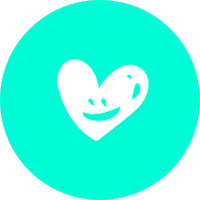 Aqua circle with smiling heart