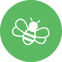Green circle with bee image