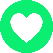 White heart on green background