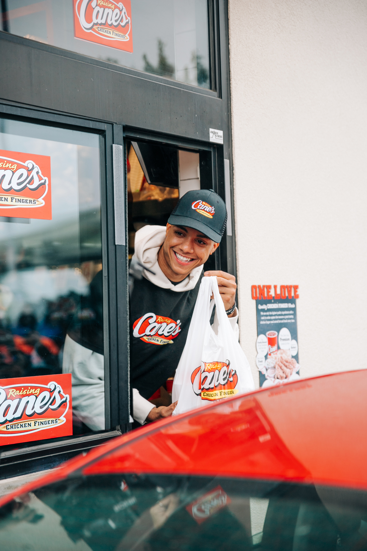 Jeremy Peña working the drive-through 