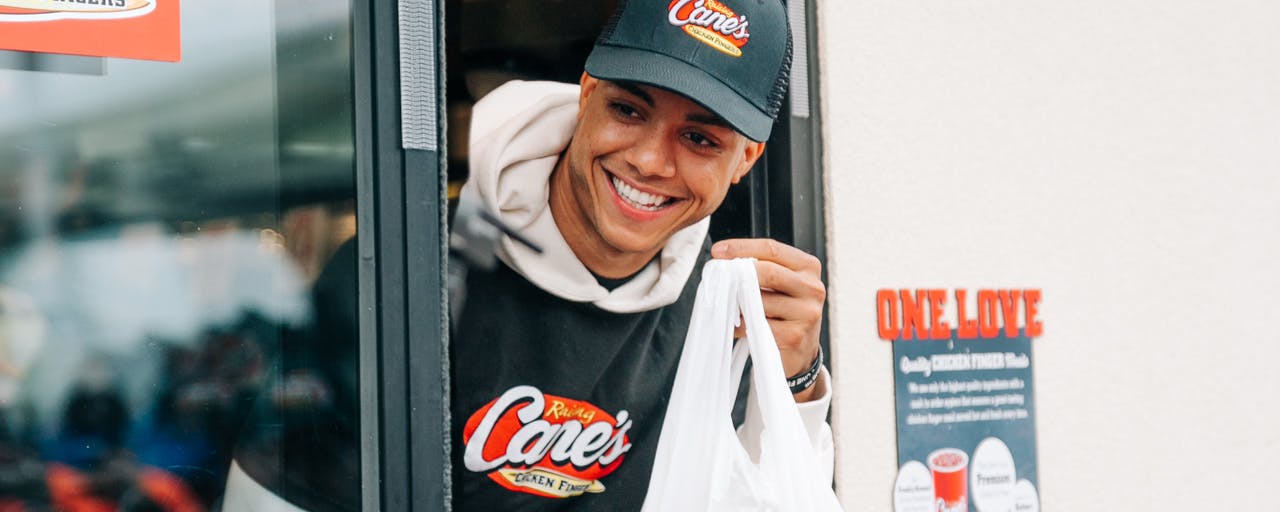 Jeremy Peña working the drive-through