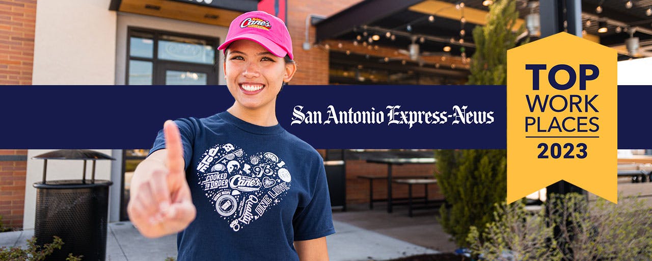 Raising Cane's Employee showing number one