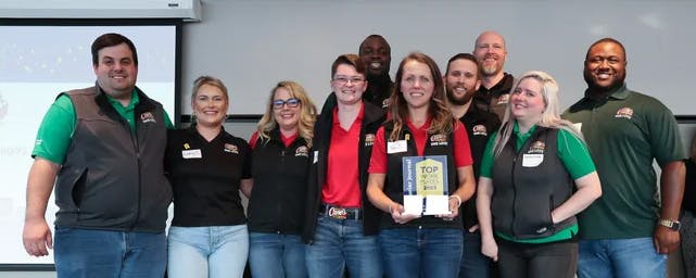 Raising Cane’s crew celebrating placing 2nd in the Courier Journal’s 2023 Top Workplaces for Midsize Companies