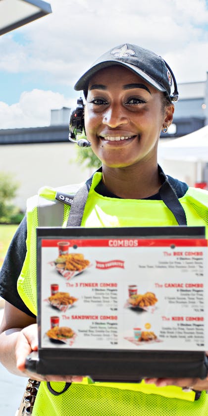 Crewmember with menu