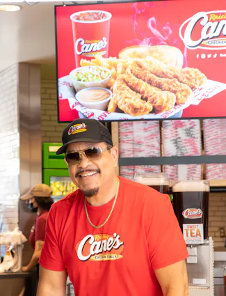 Rapper, Ice-T inside a Raising Cane's.