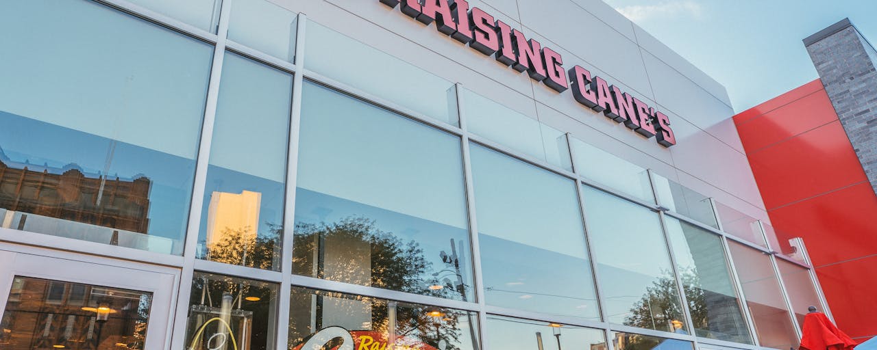 Outside of Raising Cane's restaurant