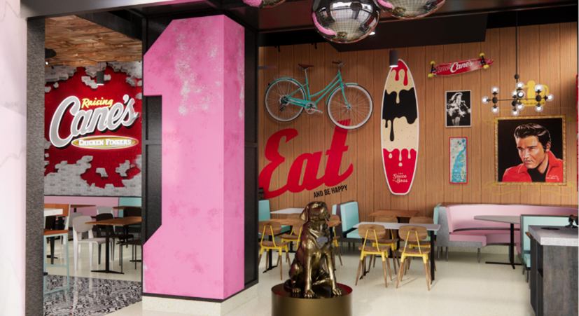Rendering of Interior of Miami South Beach Raising Cane's