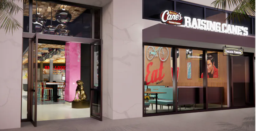 Rendering of exterior of Miami South Beach Raising Cane's