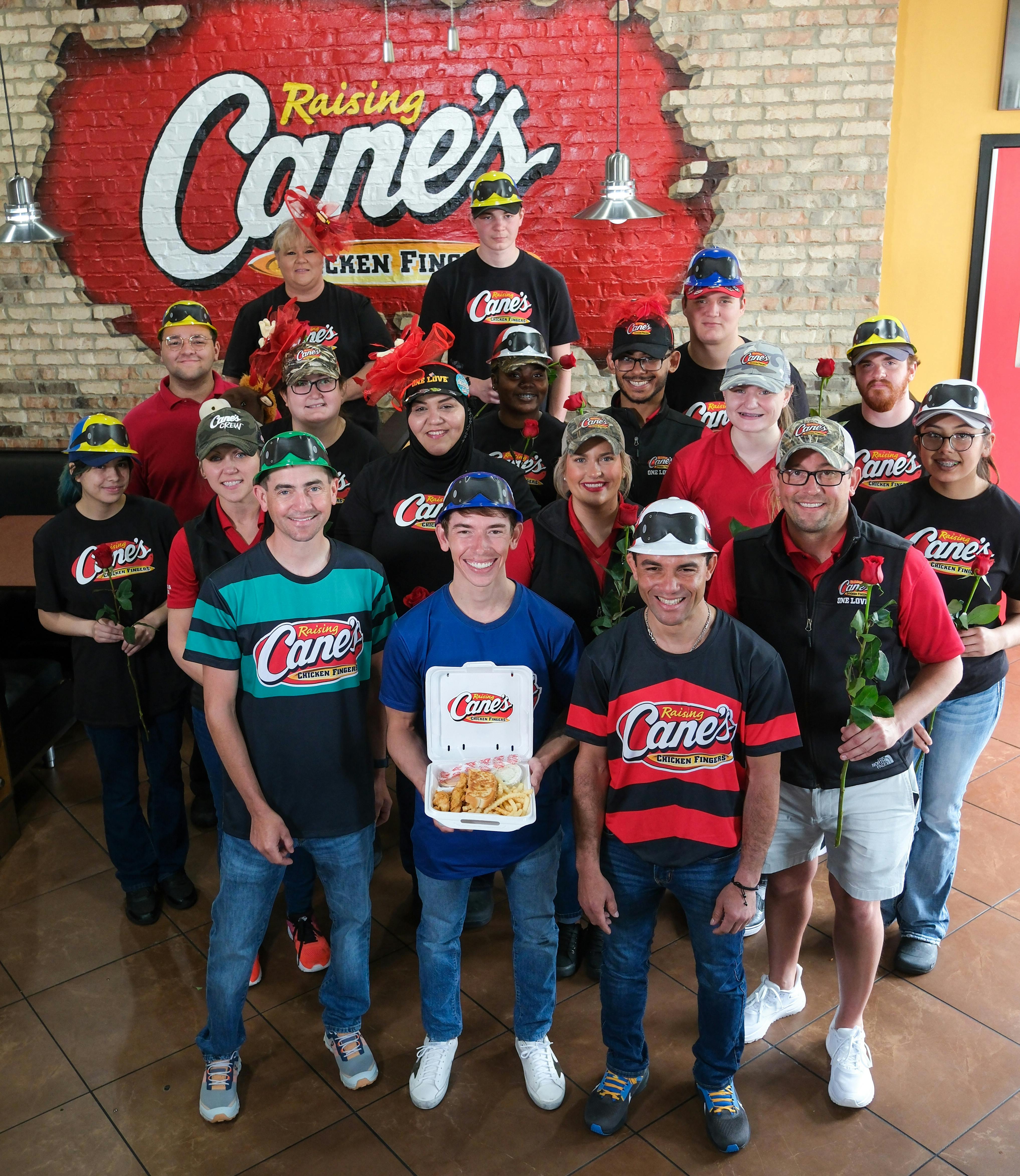 Kentucky Derby Jockeys with crew at the restaurant