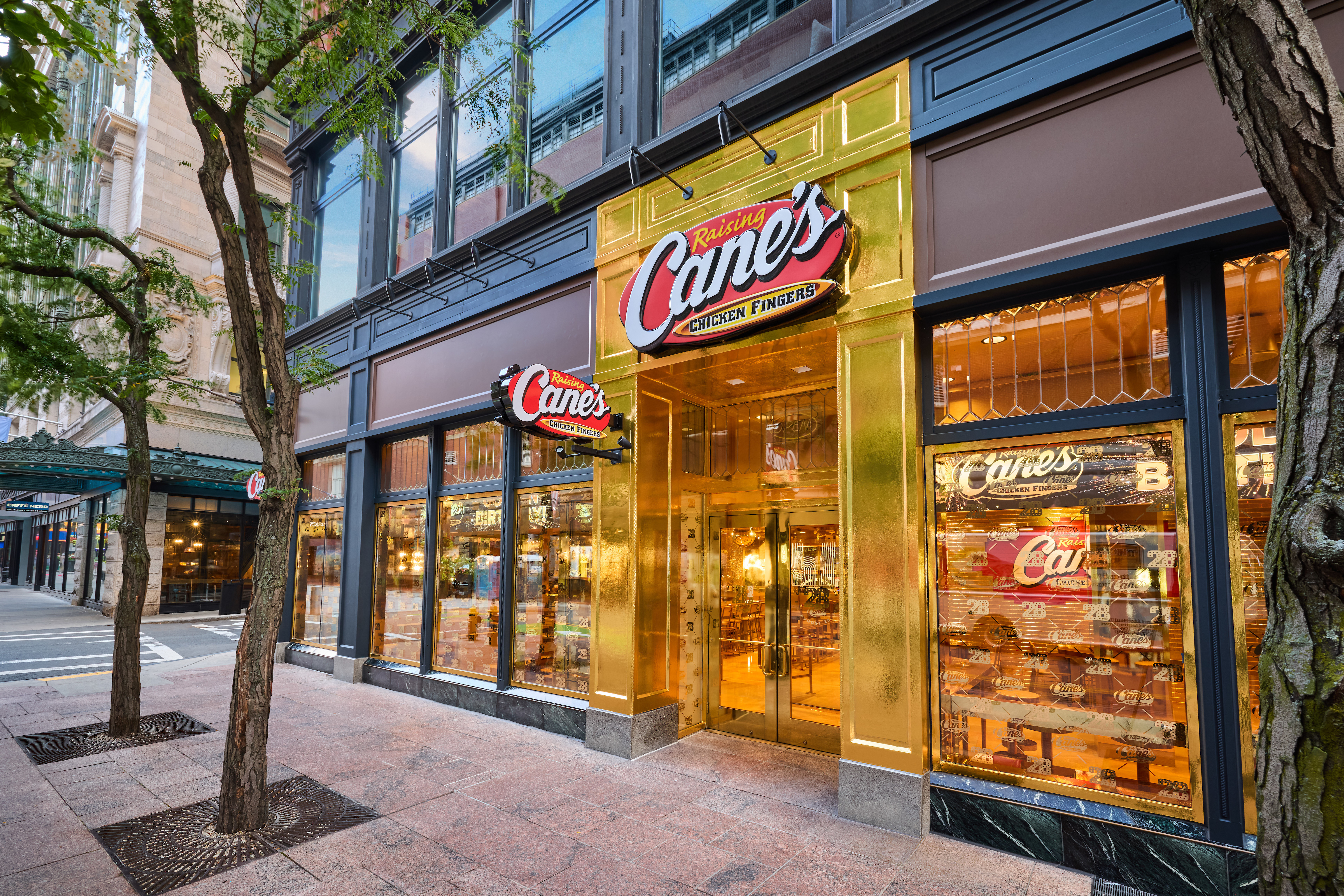 Raising Cane's Golden Birthday entrance at Boston location