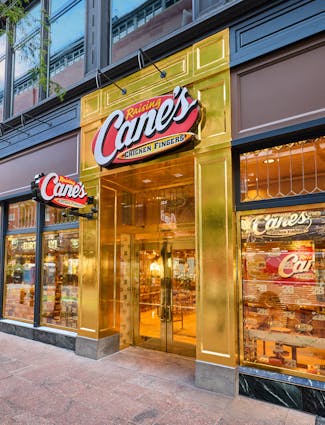 Raising Cane's Golden Birthday entrance at Boston location