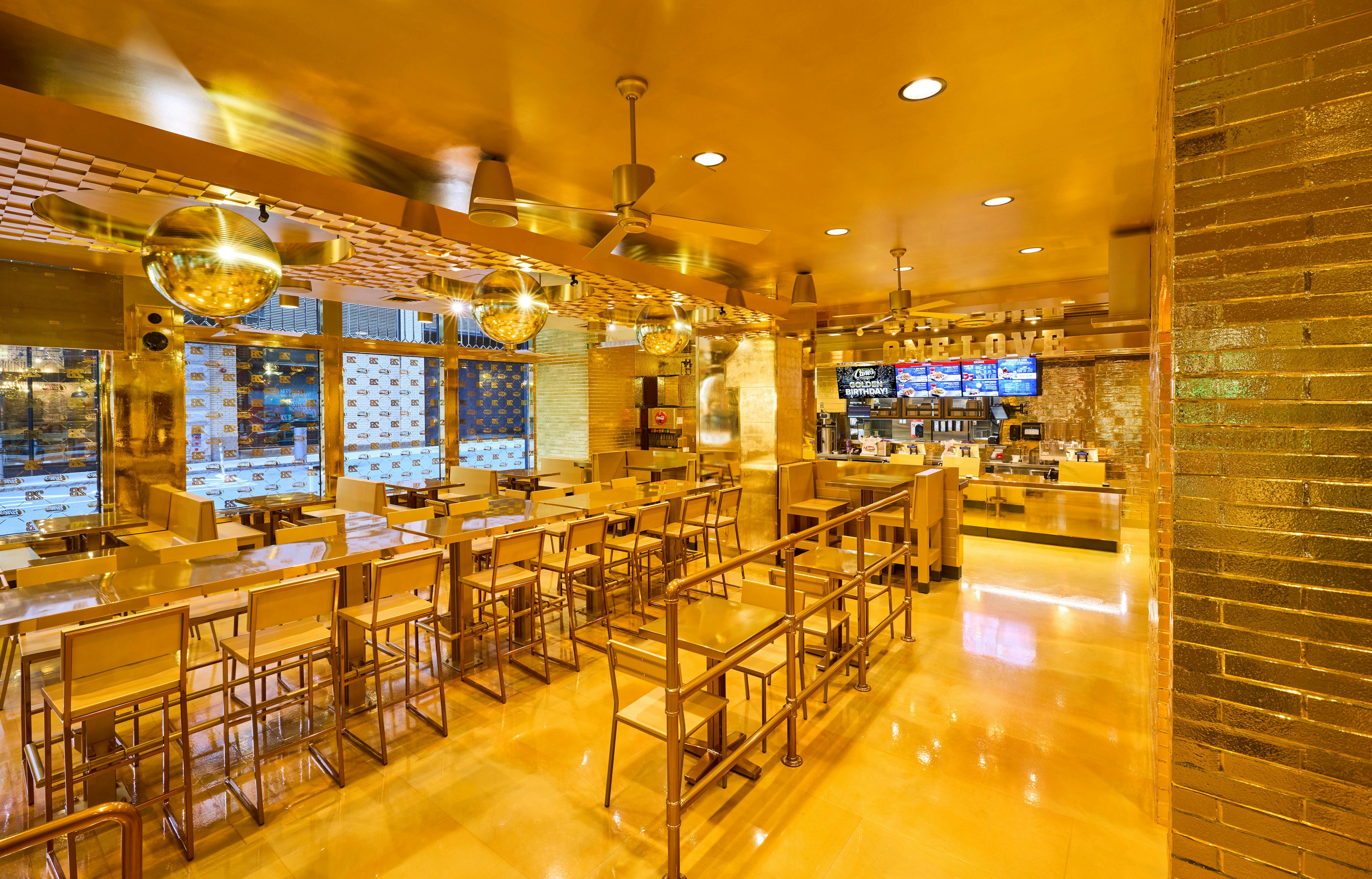 New Boston restaurant with gold interior