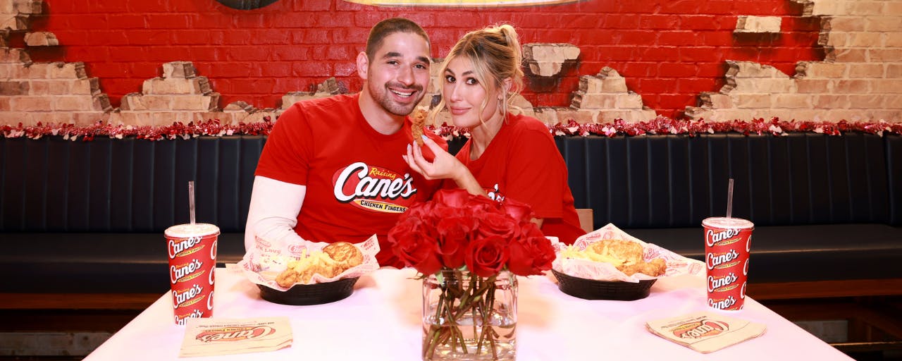 Emma Slater and Alan Bersten celebrate Valentine's at Raising Cane's