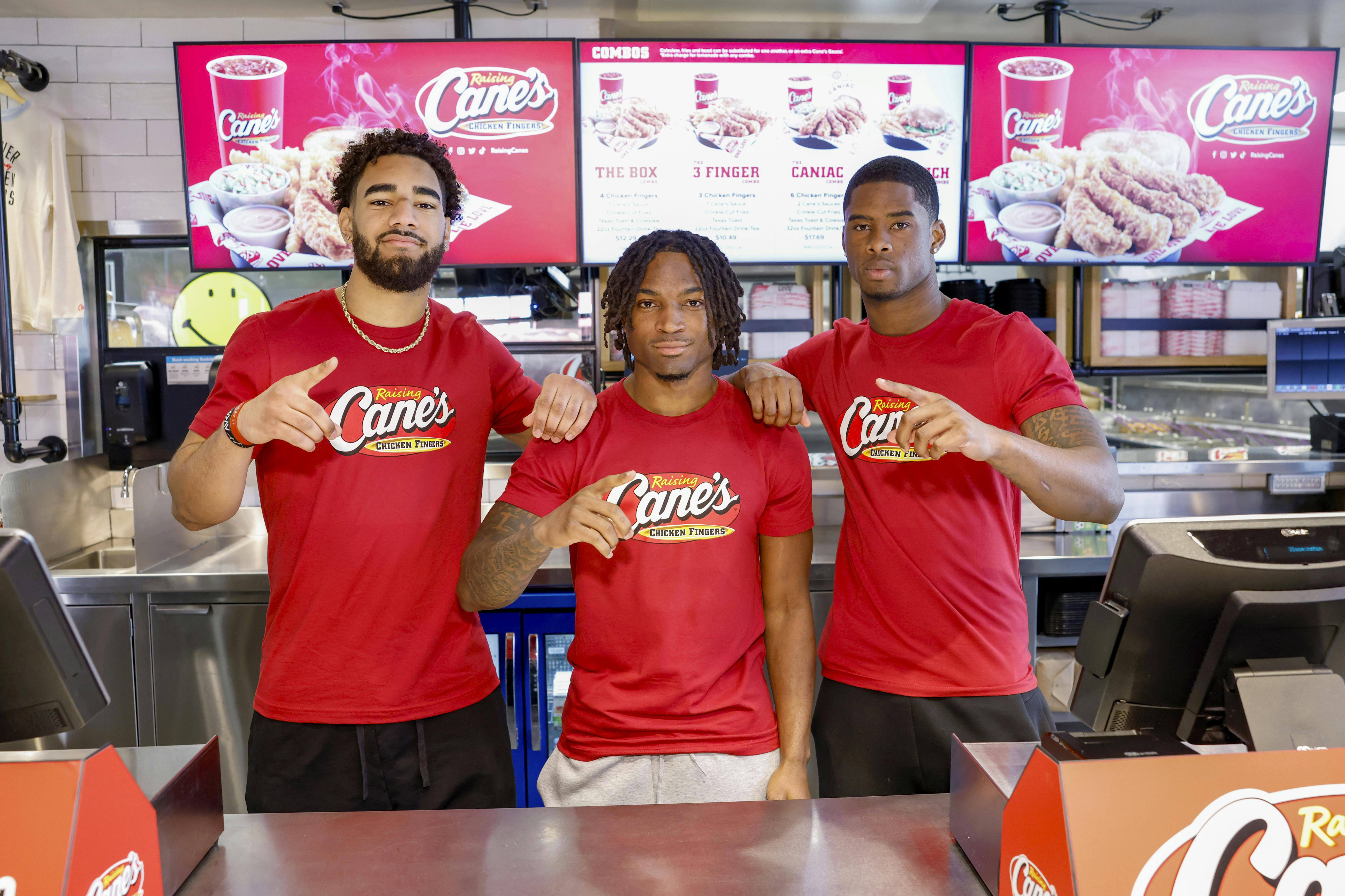 Elijah Sarratt, D'Angelo Ponds, and Jamari Sharpe x Raising Cane's