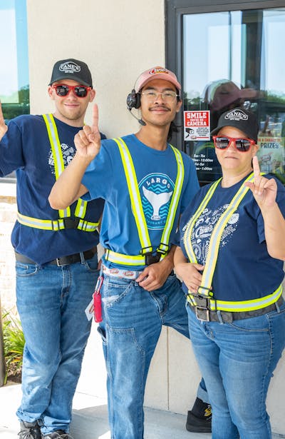 Crewmembers at a drive thru