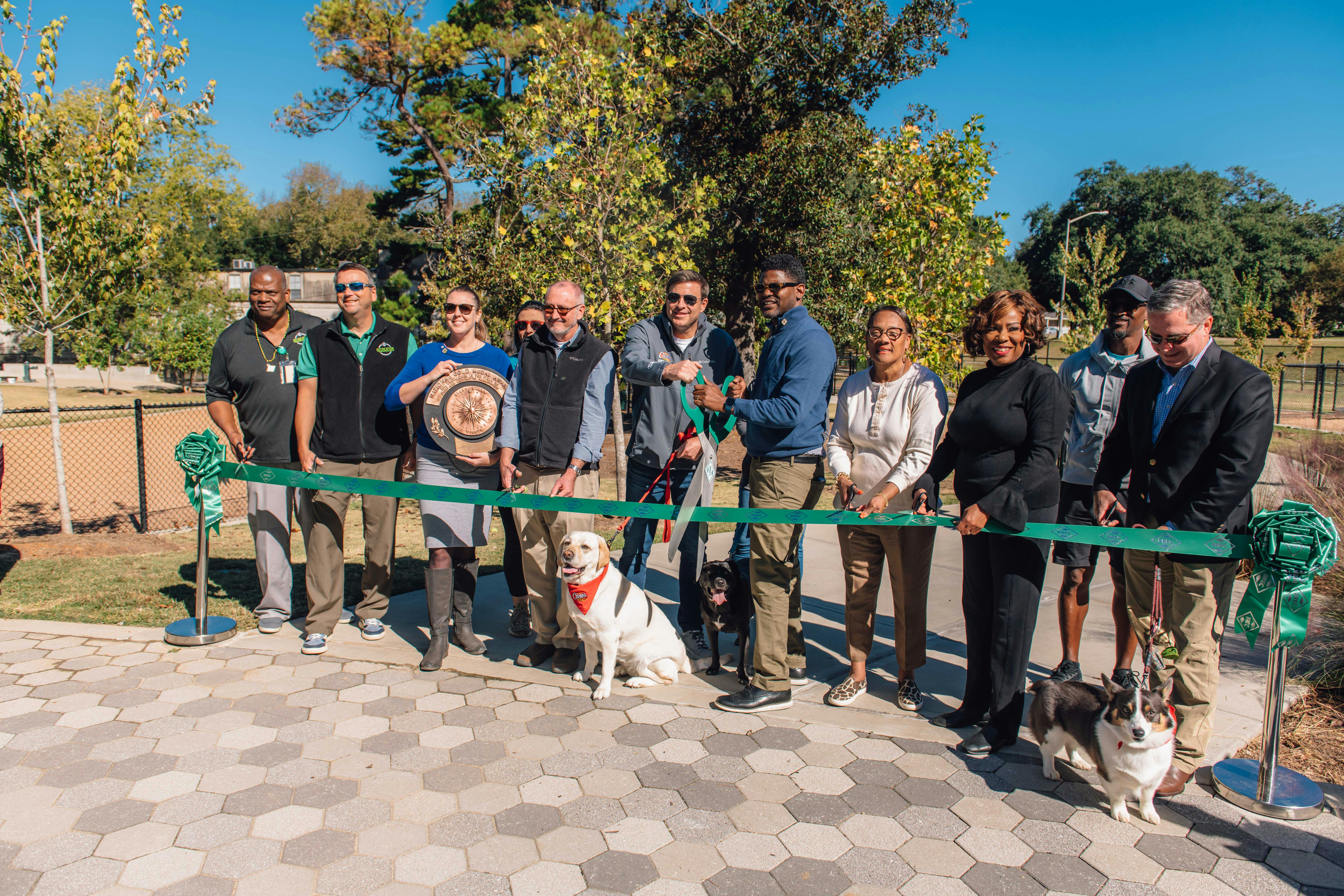 Cane III and CEO Todd Graves at the ribbon cutting ceremony at the dog park