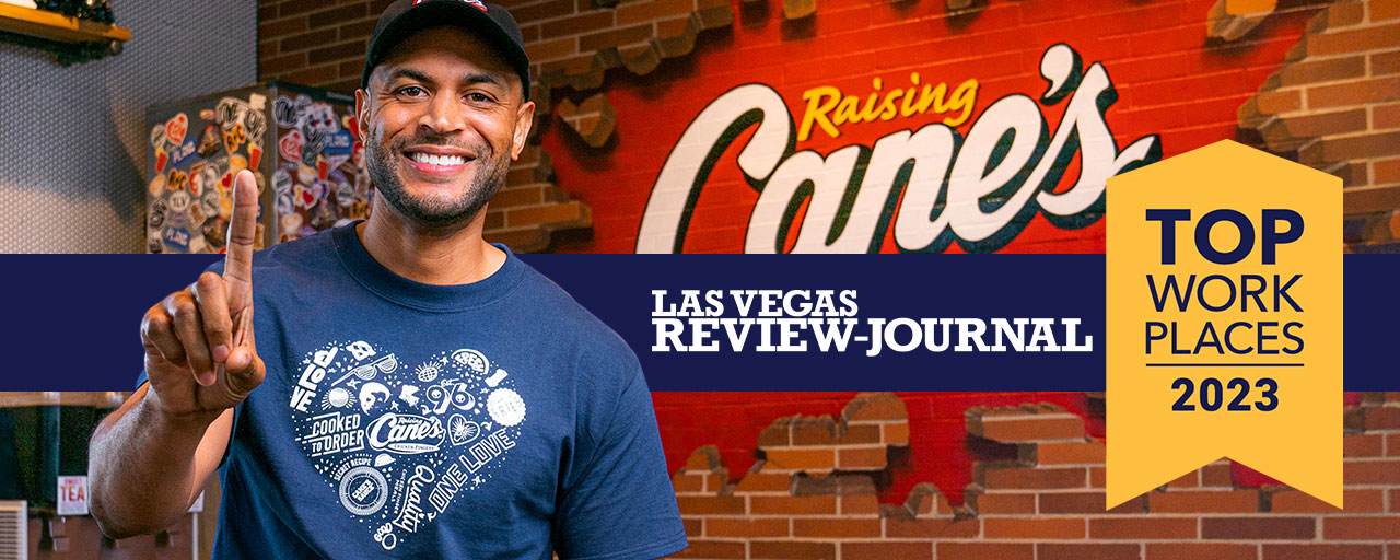 Raising Cane's Crew Member celebrating Las Vegas Top Work Place Award