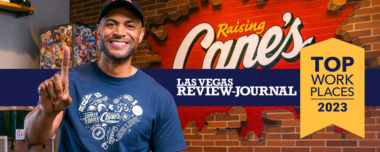 Raising Cane's Crew Member celebrating Las Vegas Top Work Place Award
