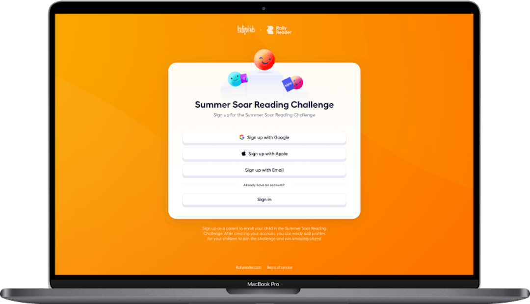 Sign up screen for the Summer Soar Reading Challenge