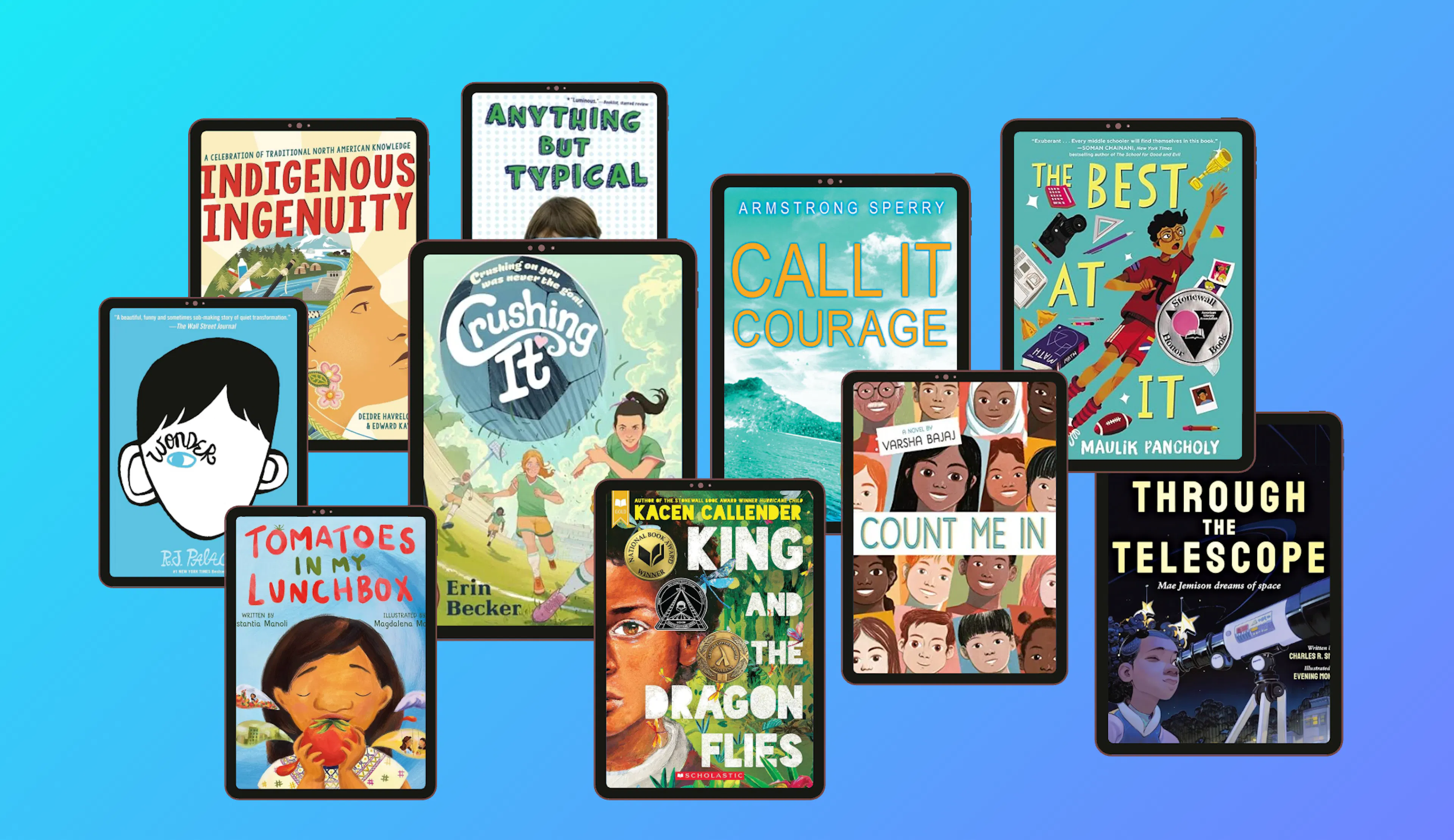 A series of book titles that support belonging