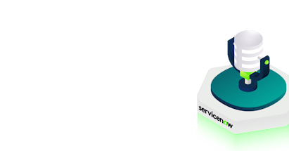 microphone on green stand with servicenow logo on white iso hex