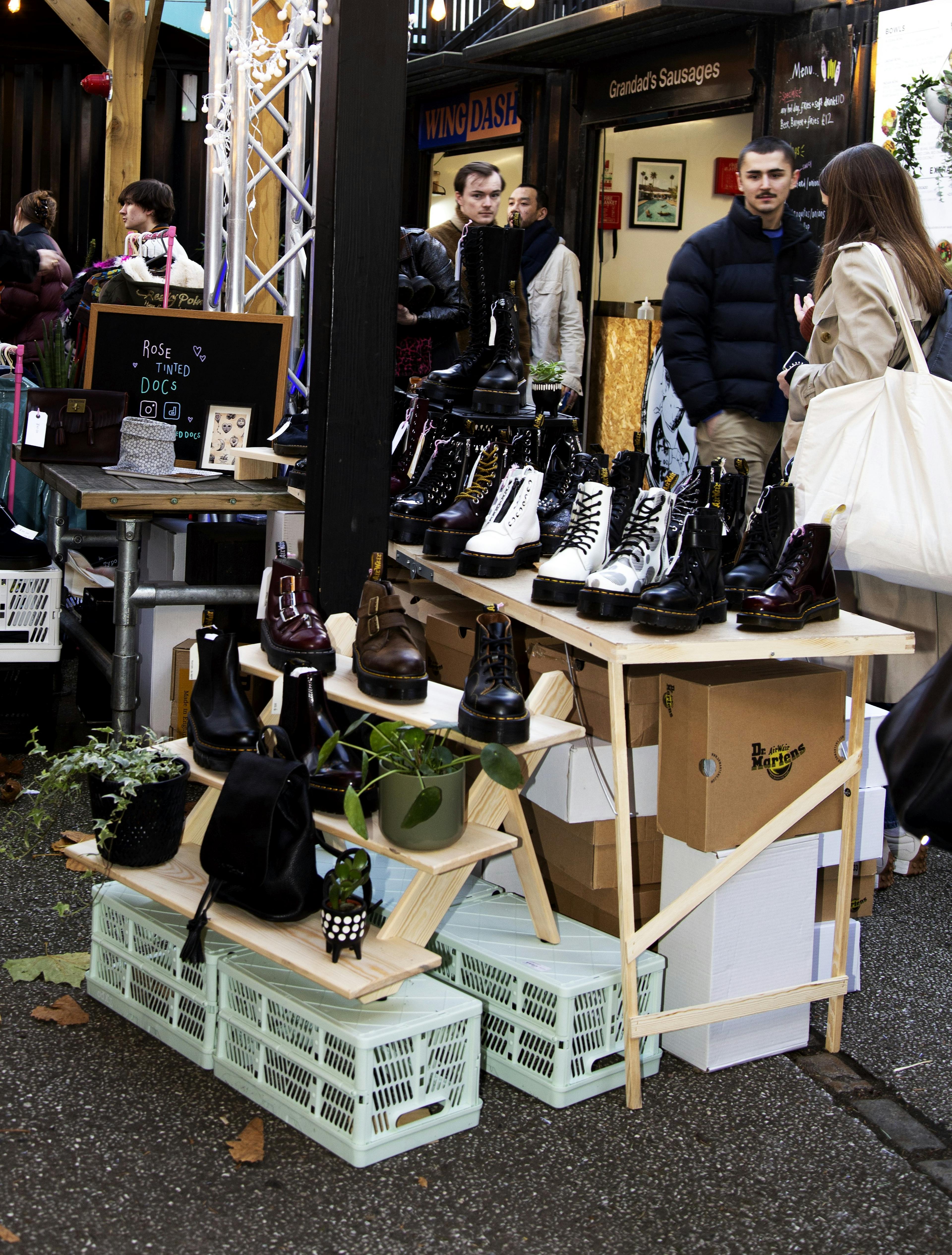 shoes on a market stand