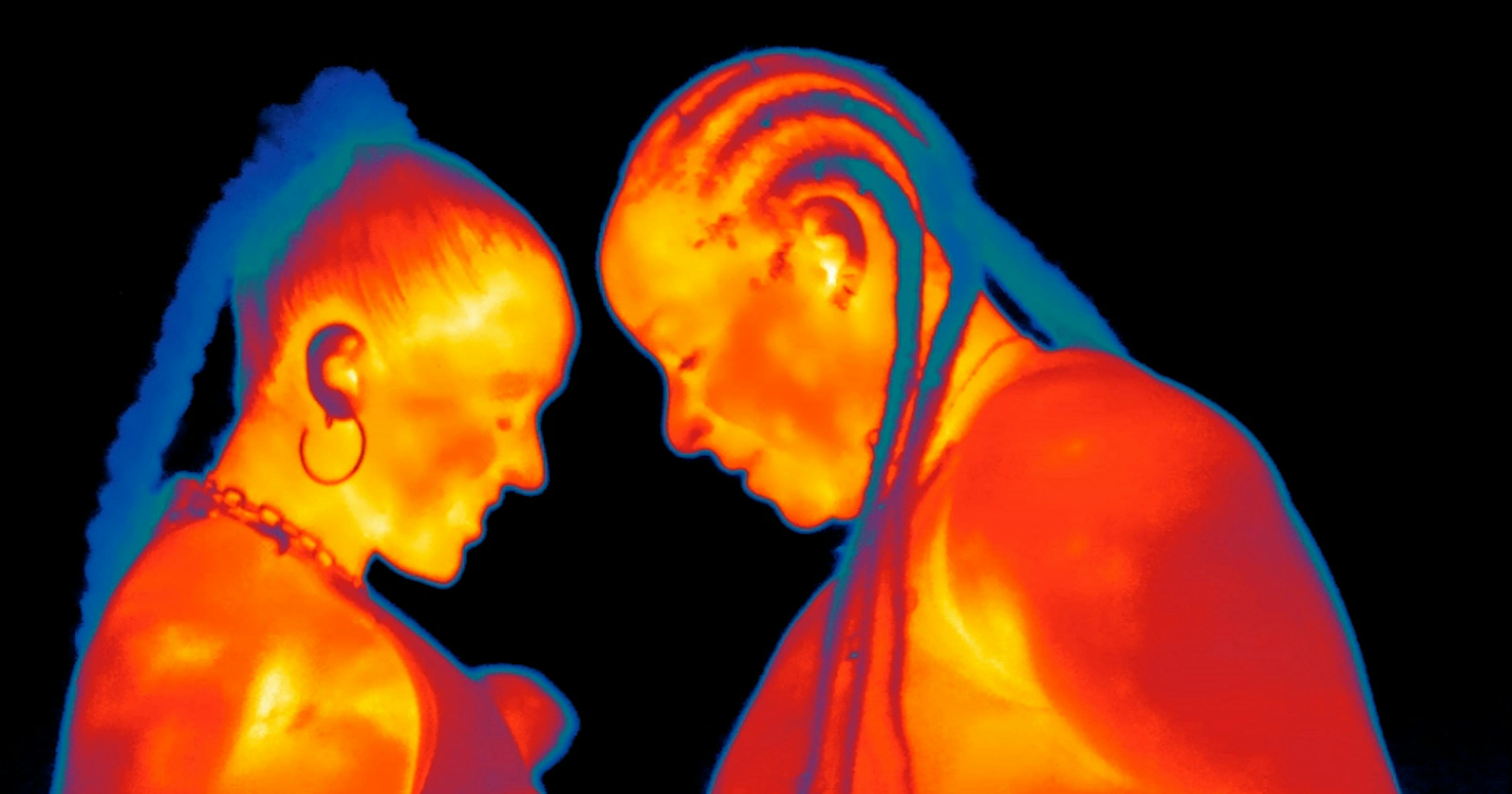 clubgoers dancing on infrared camera