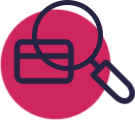 An illustration of a magnifying glass looking at a bank card