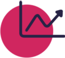 An illustration of a graph with a line with arrow on an upwards trajectory