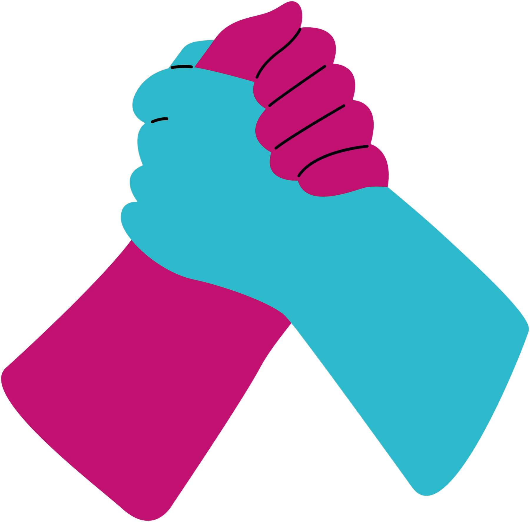 An illustration of two hands embracing in trust of one another