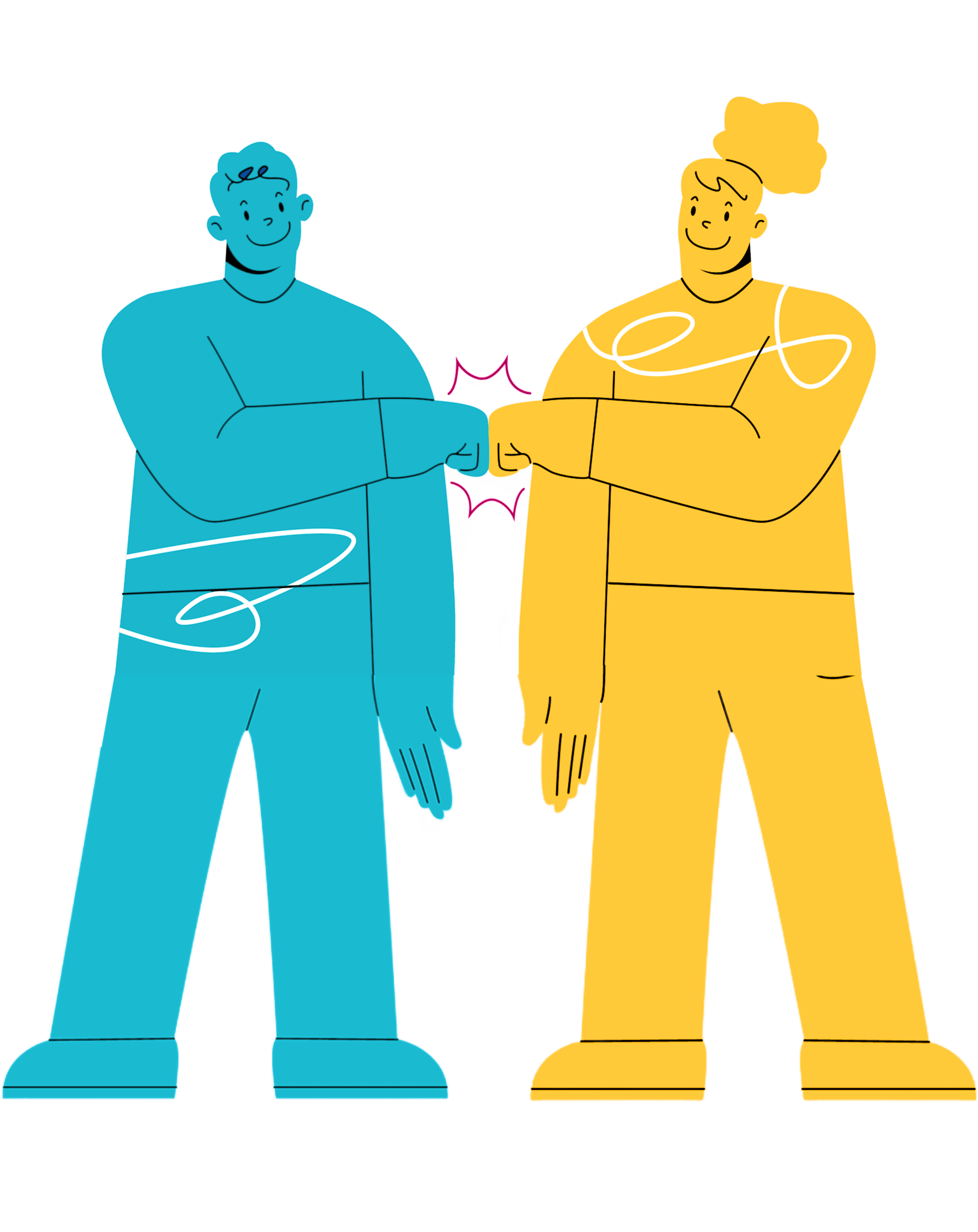 An illustration of a customer and guarantor fist bumping