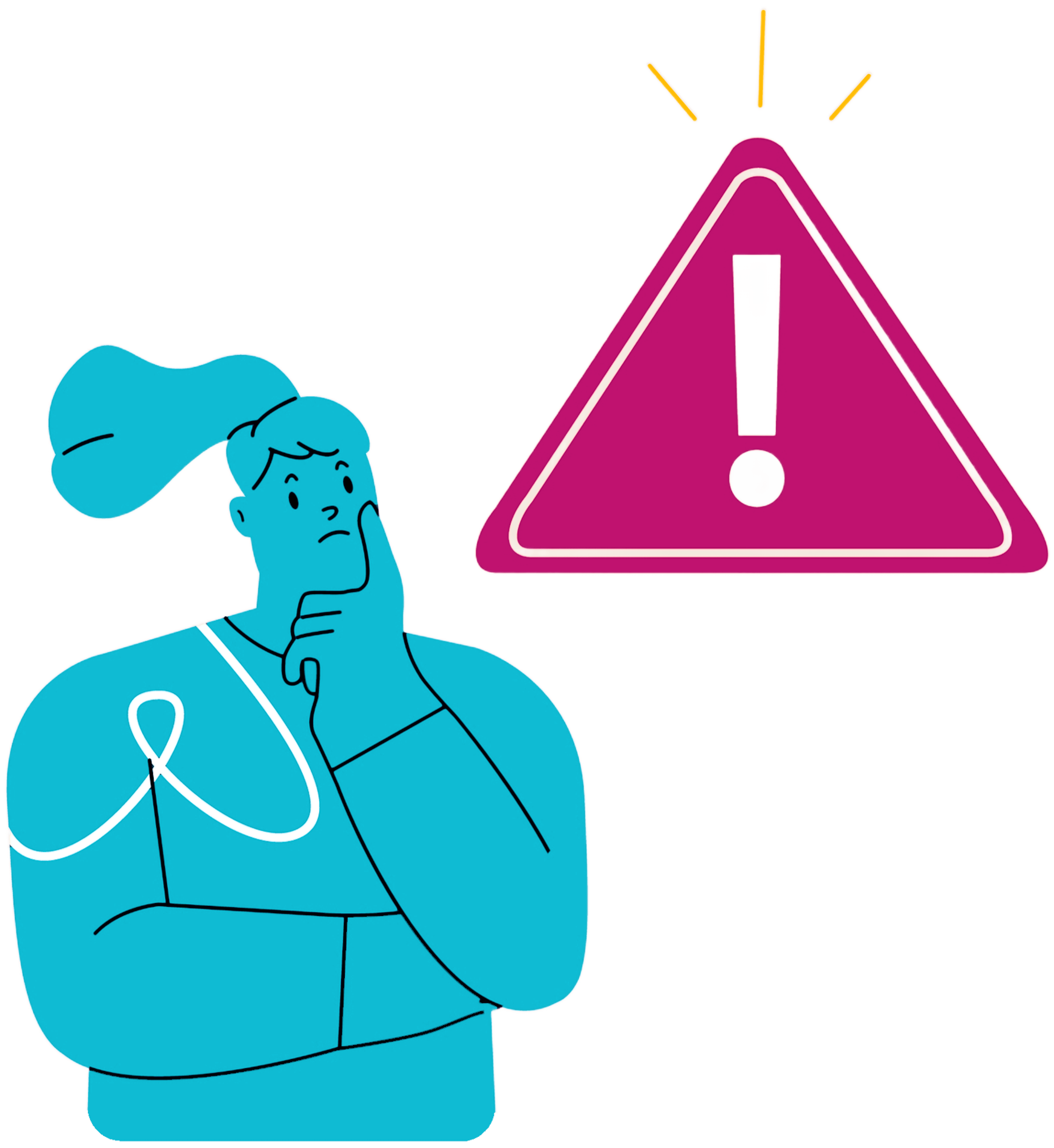 An illustration of a woman and error sign 