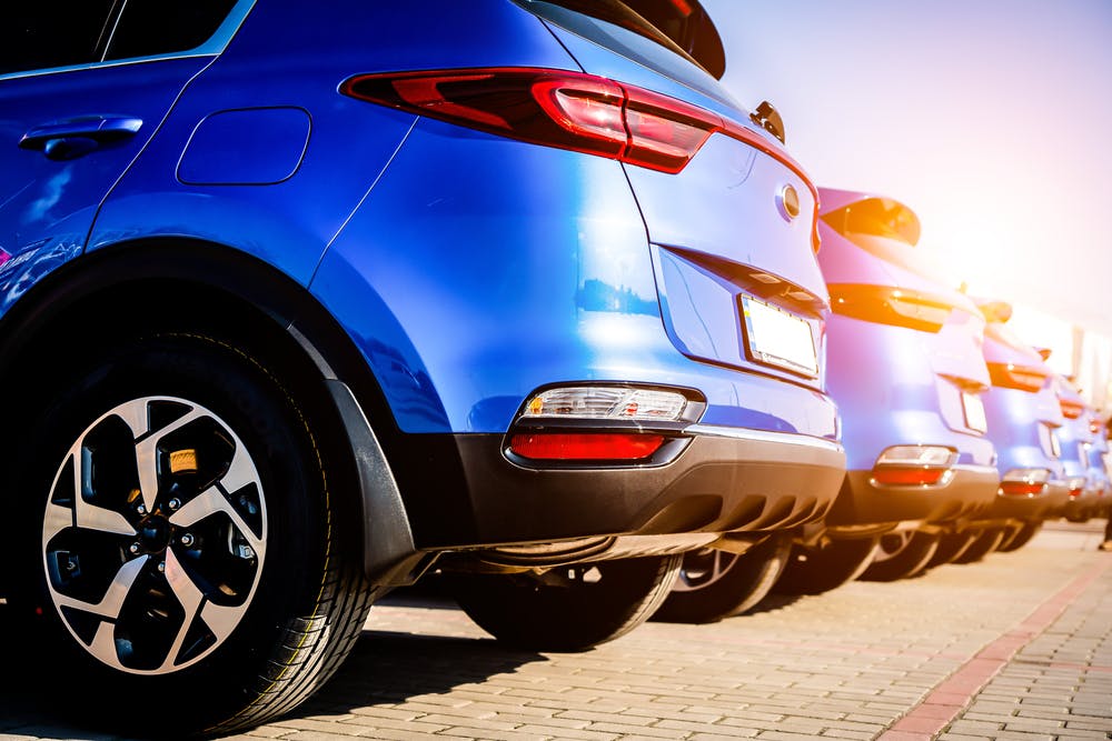 Cars on forecourt