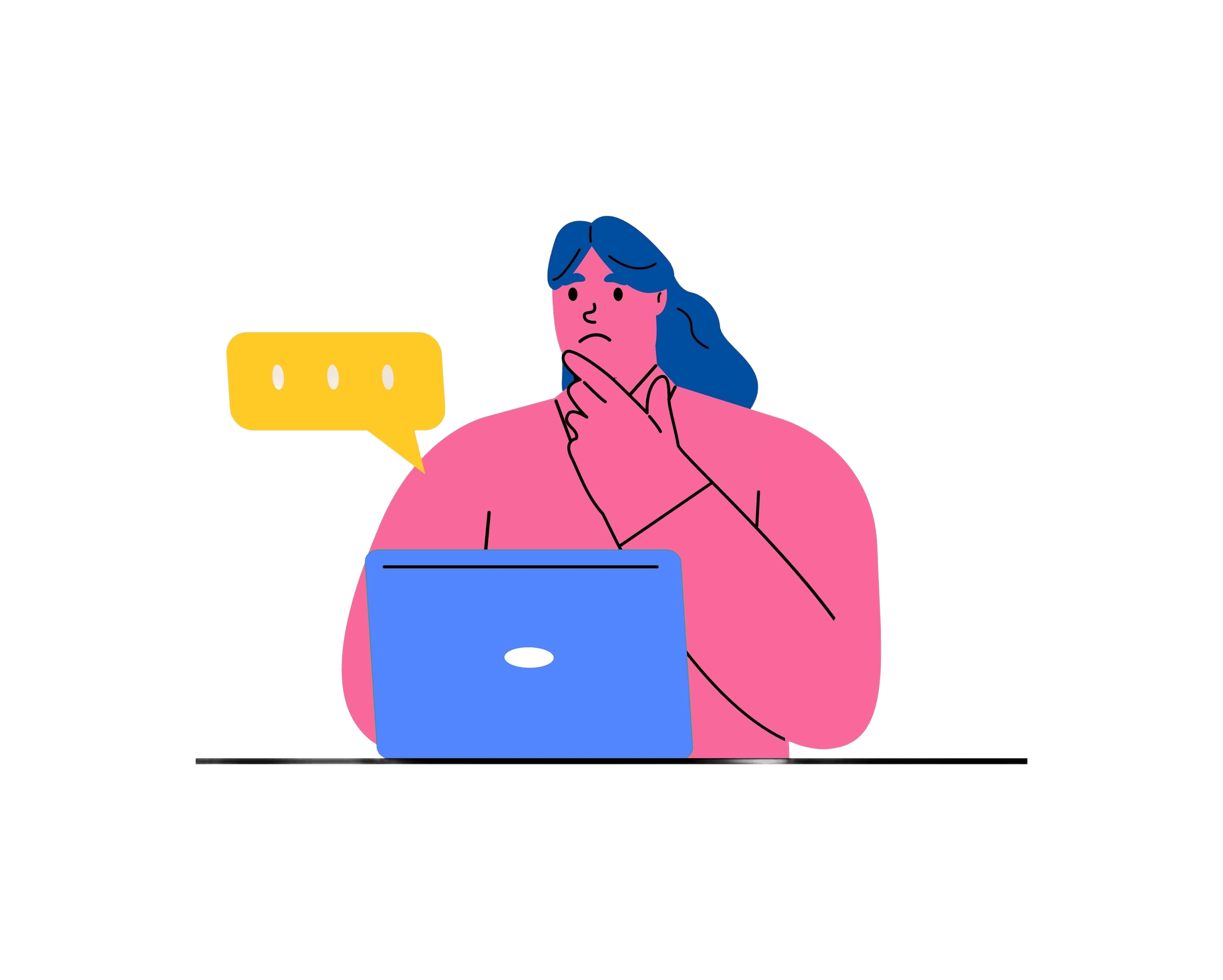 woman thinking at laptop