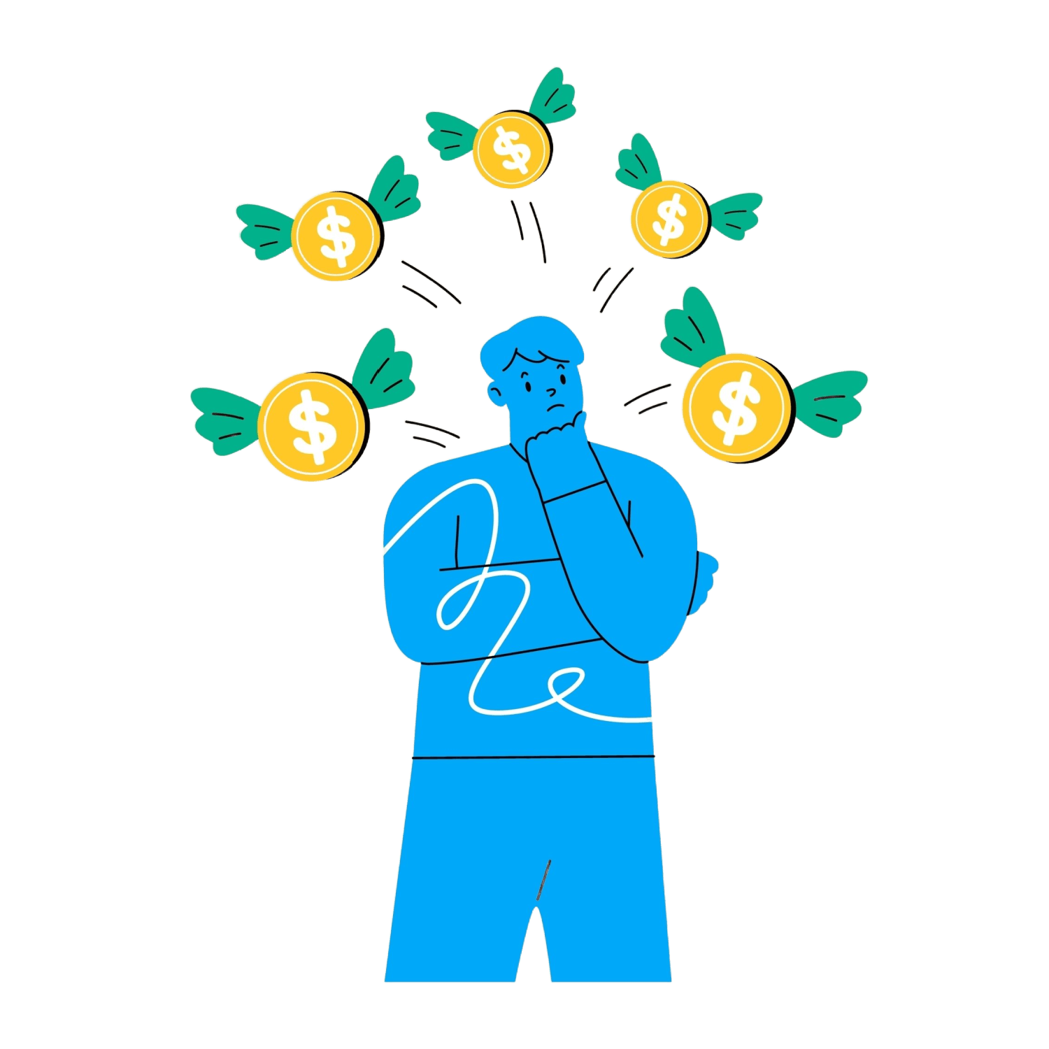 Man thinking about debt