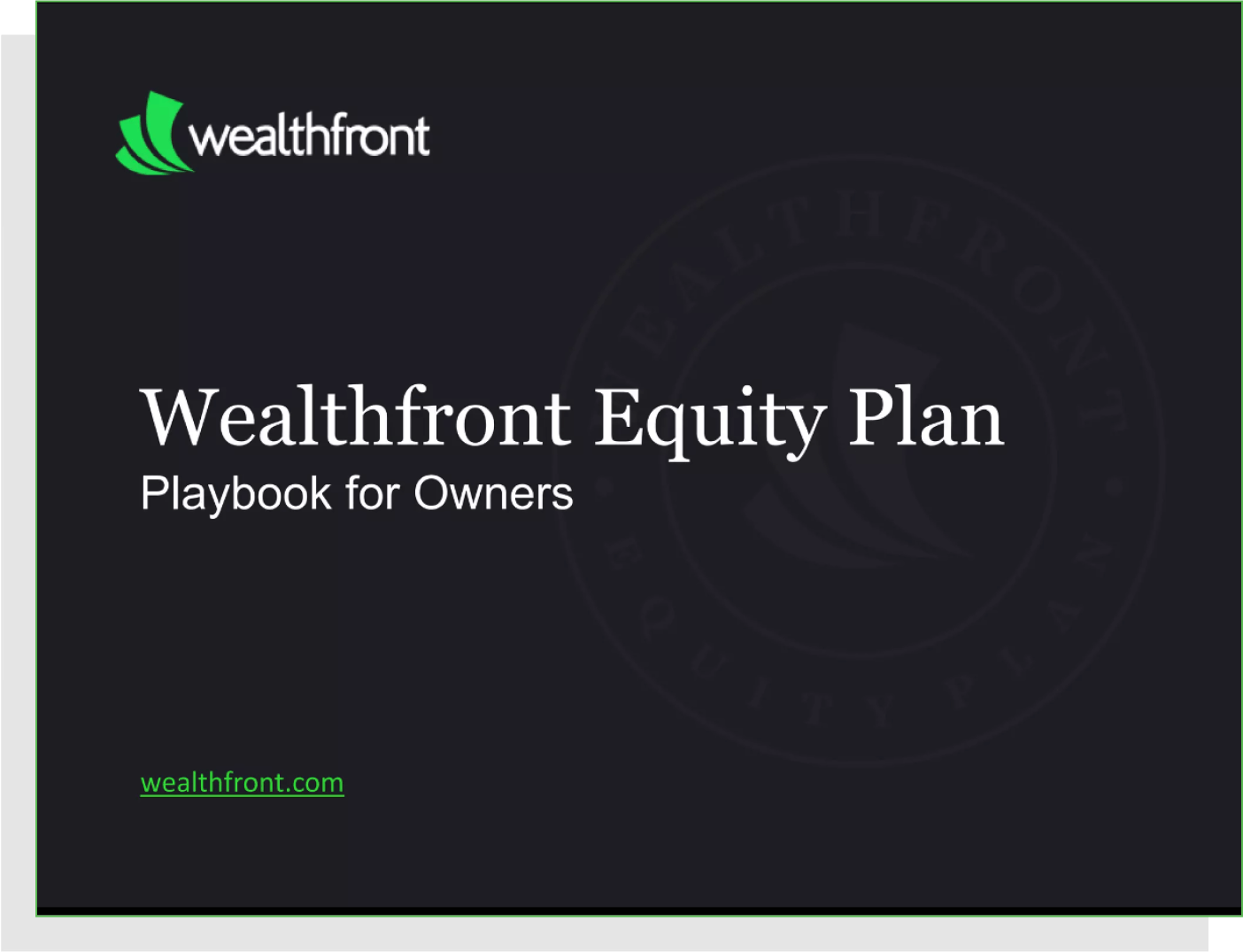Wealthfront equity plan, front cover