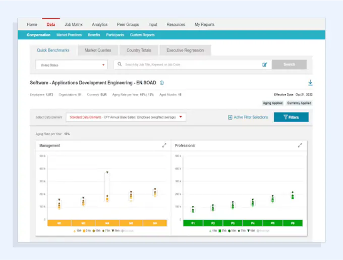 Screenshot der Radford Data & Analytics Platform