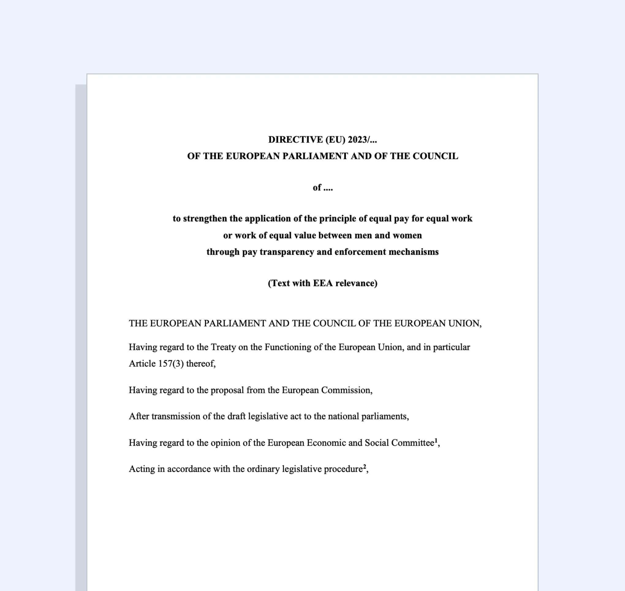 Screenshot of the EU Pay Transparency Directive - Lönetransparensdirektivet