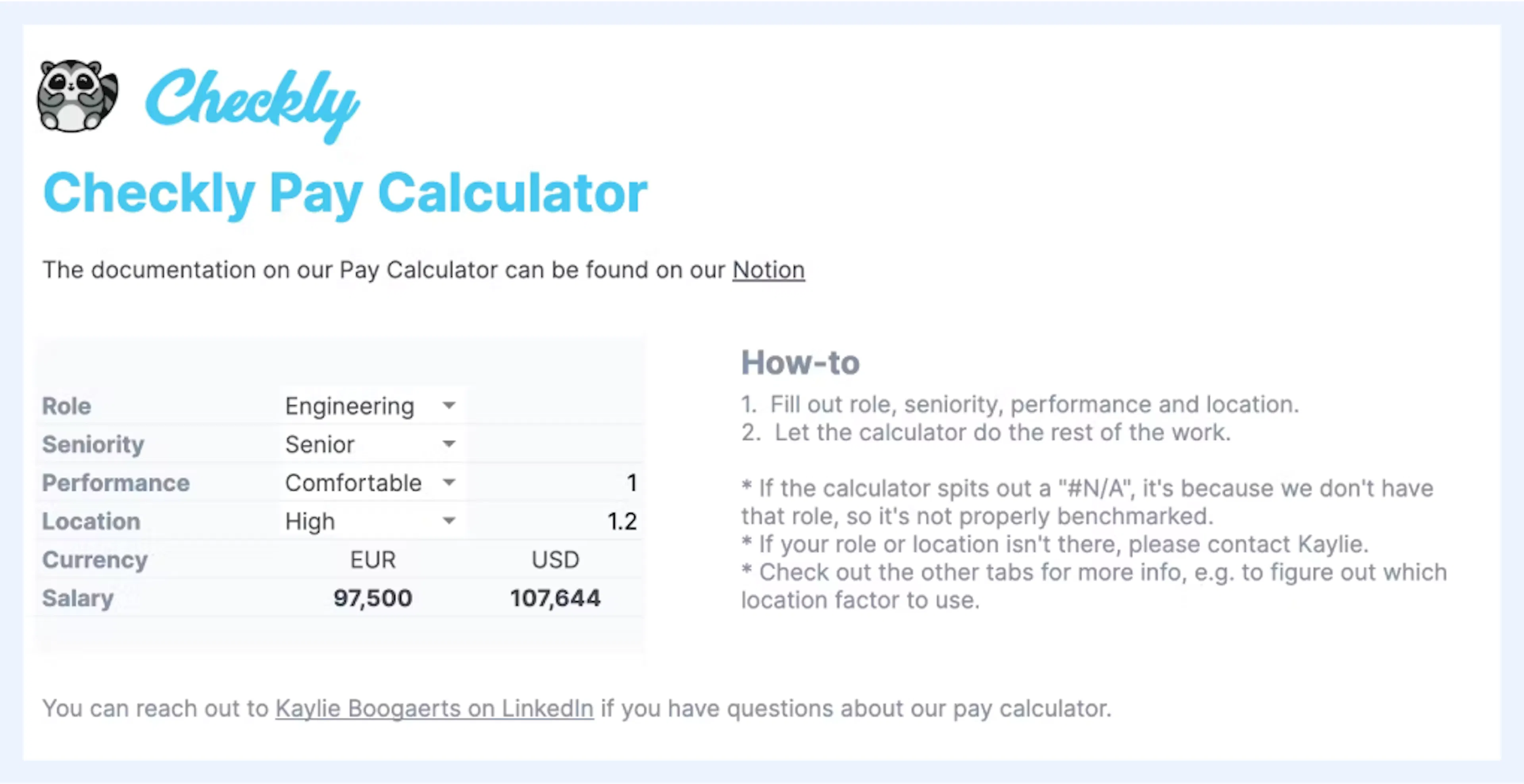 Checkly's compensation calculator