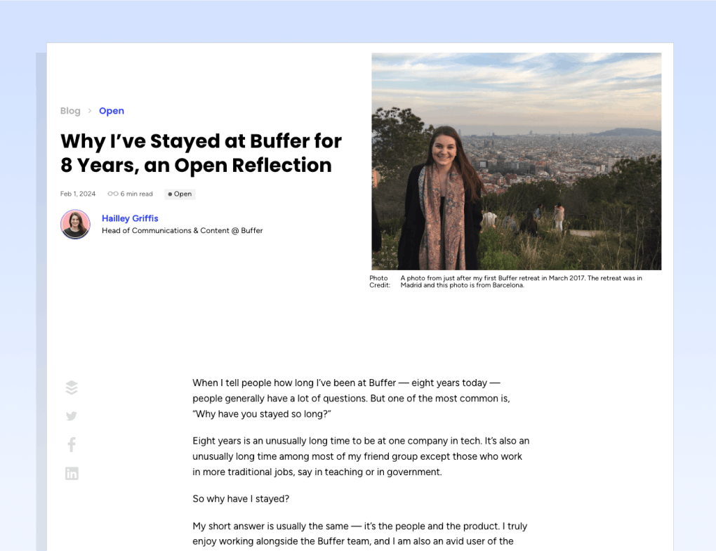 Hailee Griffiths on why she's been at Buffer for 8 years