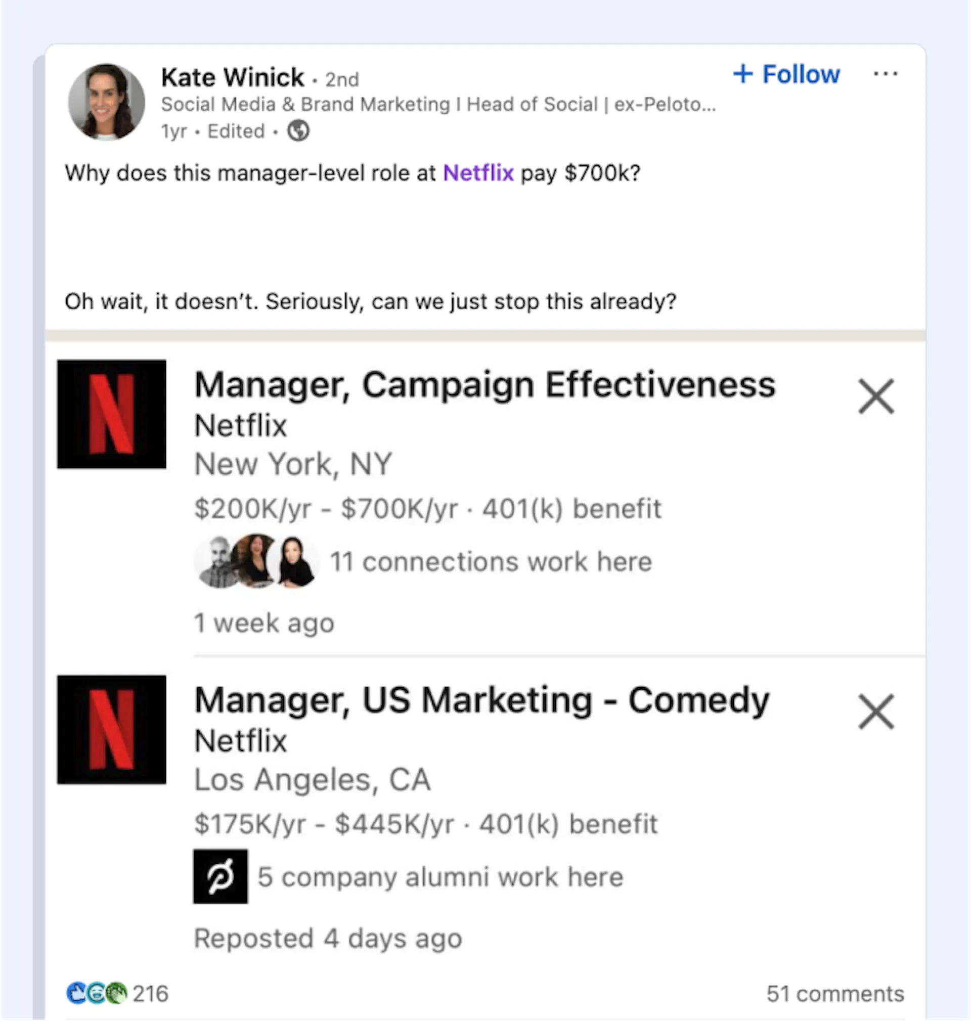 Netflix advertised salary ranges