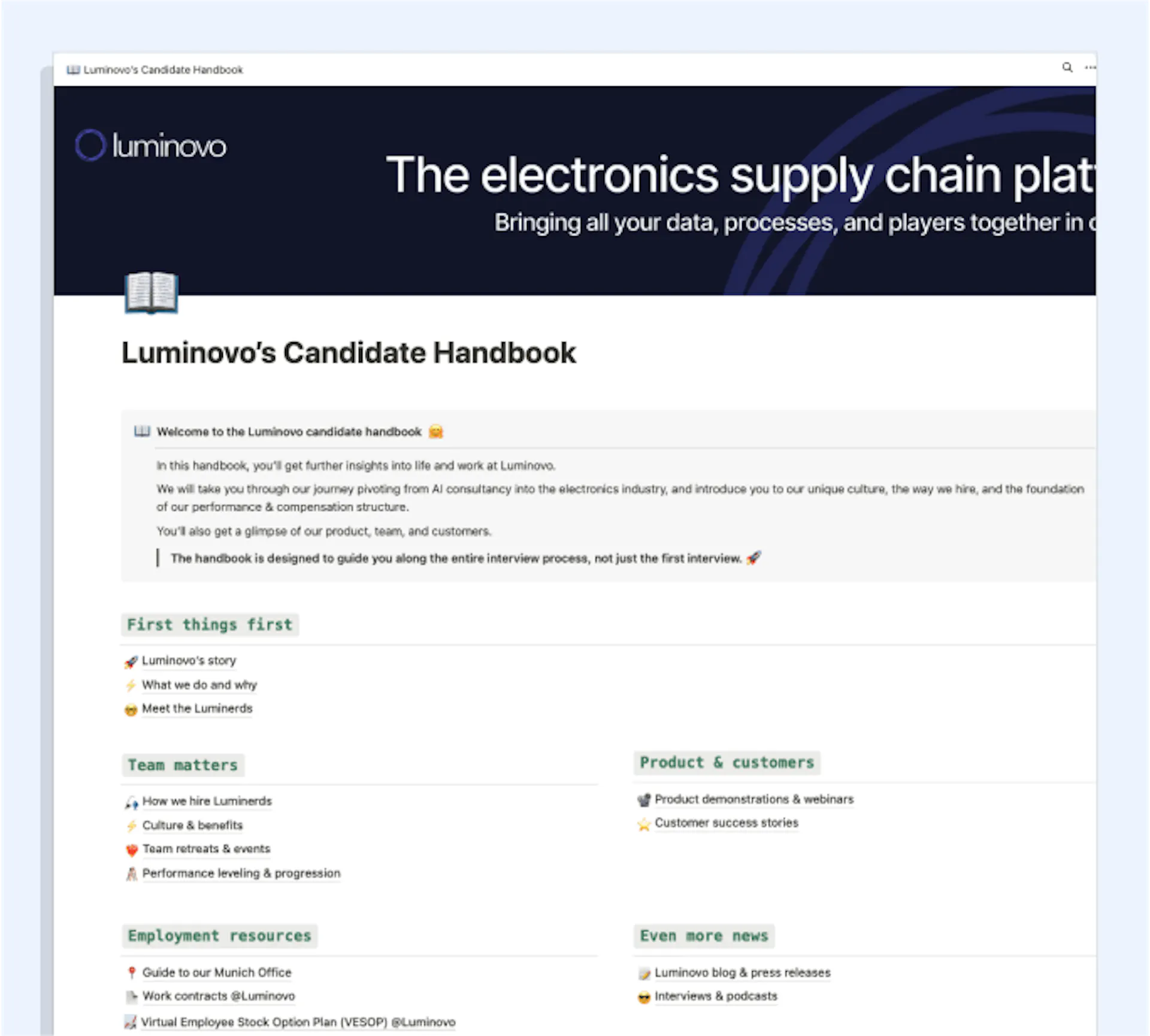 Luminovo candidate handbook