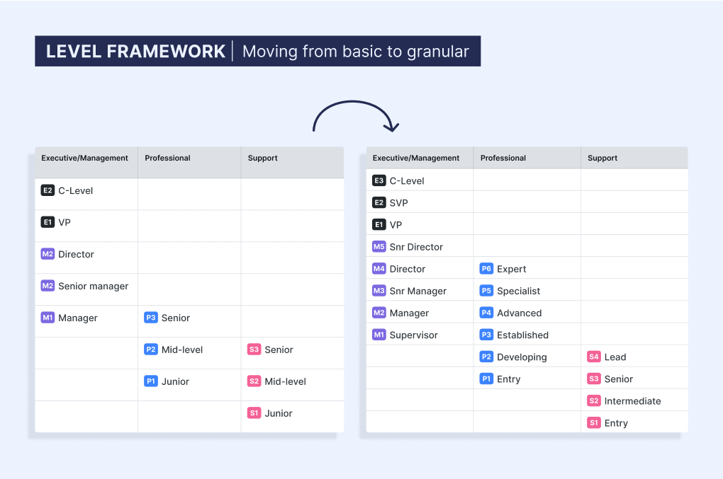 Moving from basic job levels to a more granular structure